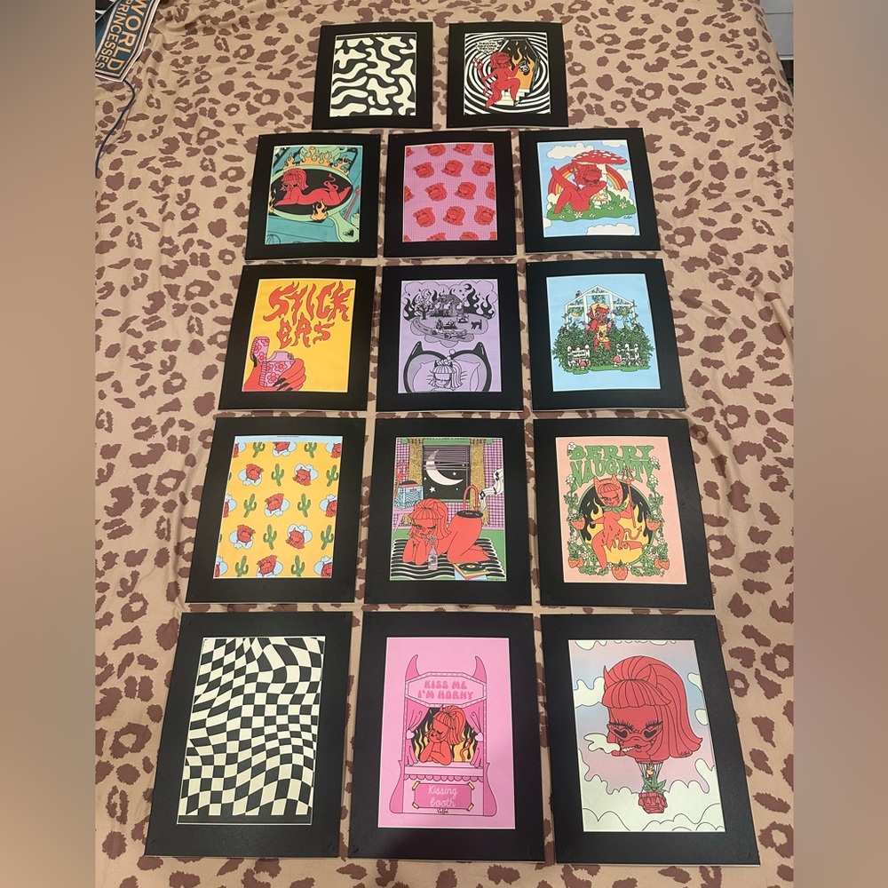 Set of 14 Valfre Art Prints in Black Frames